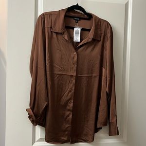 Brown satin blouse